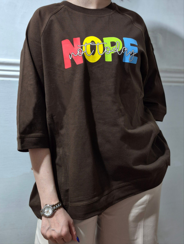 تیشرت باکسی پنبه زنانه و دخترانه Nope کد۴۸۹